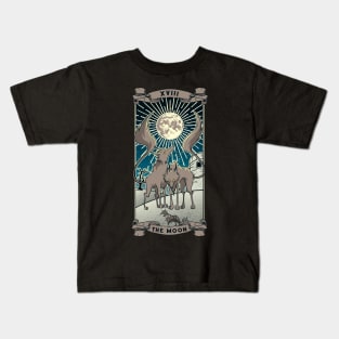 Tarot Card The Moon XVIII Wolves Halloween Art Pagan Witch Kids T-Shirt